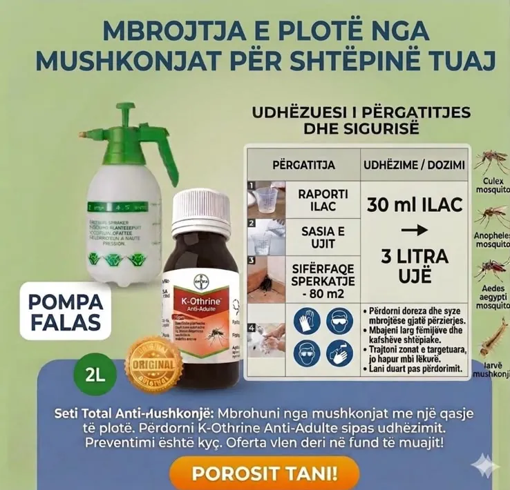 K-Othrine Anti-Adulte me pompë 2L falas dhe udhëzuesin e përgatitjes